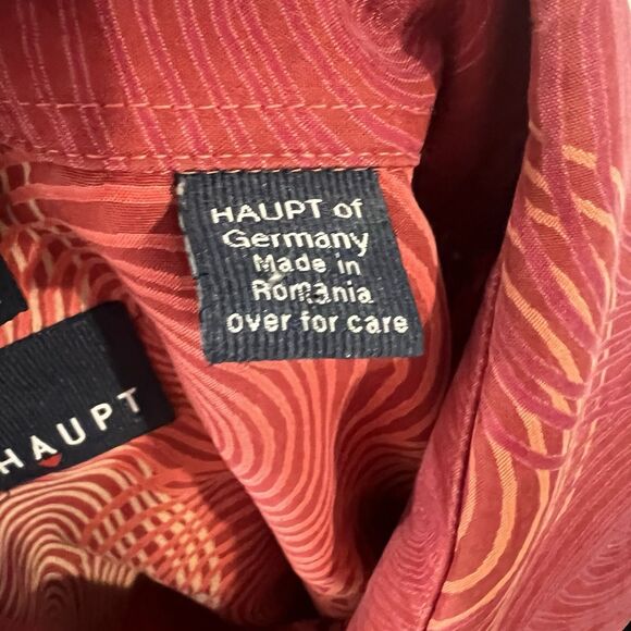 Haupt Germany Camp Shirt circles Abstract red XL 17.5 Men short sleeve - Picture 12 of 13